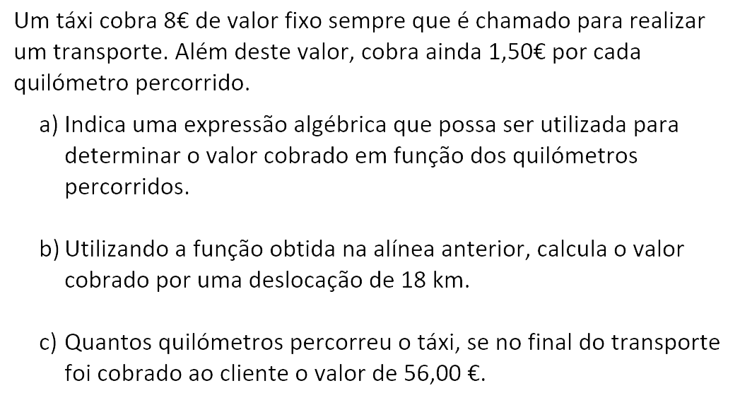 Exercício de matemática do 10º ano