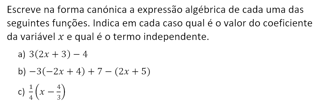 Exercício de matemática do 10º ano
