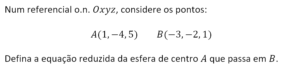 Exercício de matemática do 10º ano