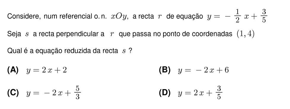 Exercício de matemática do 11º ano
