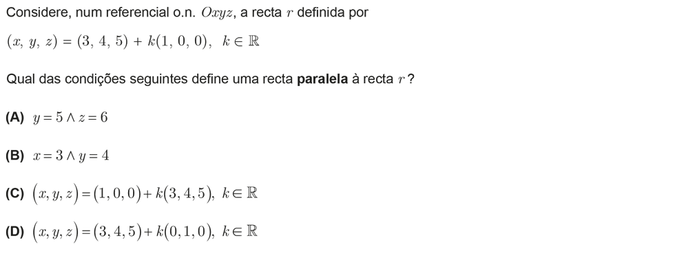 Exercício de matemática do 11º ano
