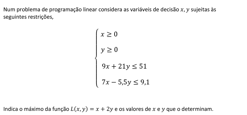 Exercício de matemática do 11º ano