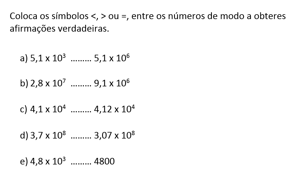 8o Ano - Exercício - NOTAÇÃO CIENTIFICA