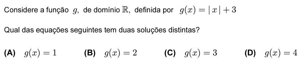 Exercício de escolha múltipla com origem no teste intermédio de matemática do 10º ano, publicado em 2010-05-05.