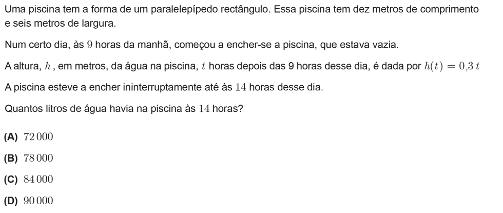 Exercício de escolha múltipla com origem no teste intermédio de matemática do 10º ano, publicado em 2011-05-06.