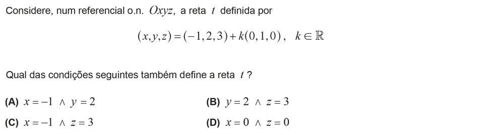 Exercício de escolha múltipla com origem no teste intermédio de matemática do 10º ano, publicado em 2012-03-16.