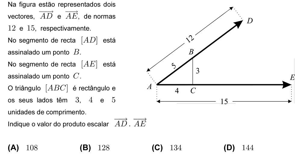 Exercício de escolha múltipla com origem no teste intermédio de matemática do 11º ano, publicado em 2007-05-10.