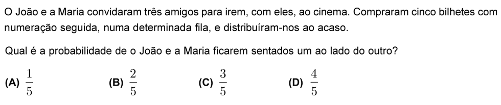 Exercício de escolha múltipla com origem no exame nacional de matemática do 12º ano, publicado em 2008, 1ª fase.