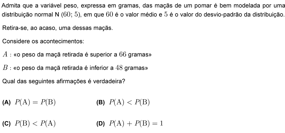 Exercício de escolha múltipla com origem no exame nacional de matemática do 12º ano, publicado em 2008, 1ª fase.