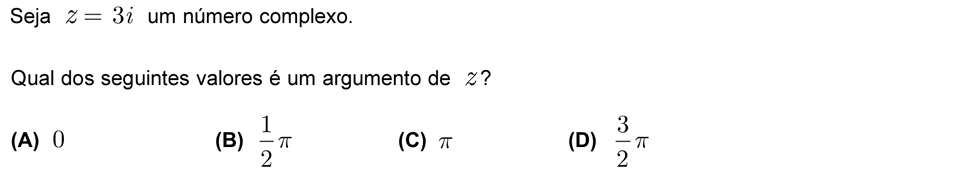 Exercício de escolha múltipla com origem no exame nacional de matemática do 12º ano, publicado em 2008, 1ª fase.