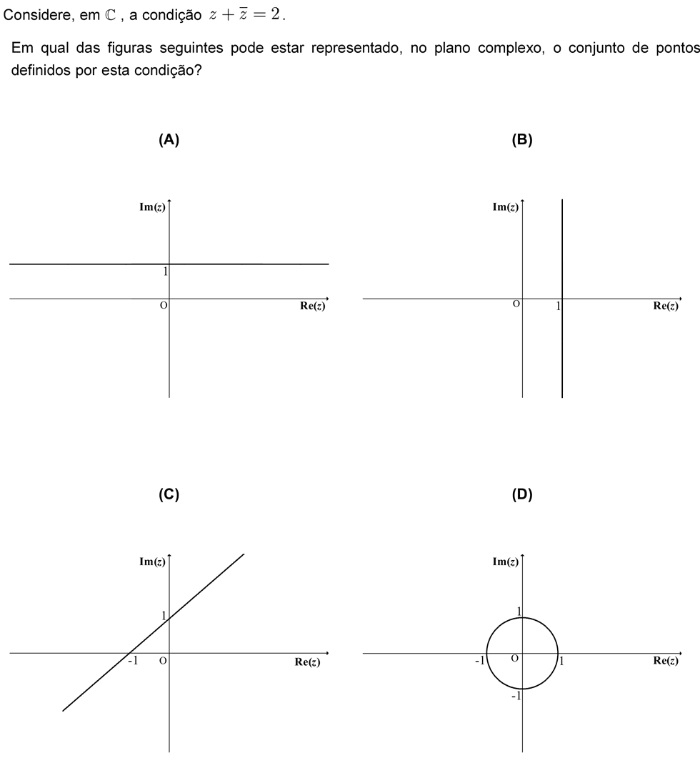 Exercício de escolha múltipla com origem no exame nacional de matemática do 12º ano, publicado em 2008, 1ª fase.