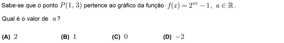Exercício de escolha múltipla com origem no exame nacional de matemática do 12º ano, publicado em 2008, 2ª fase.