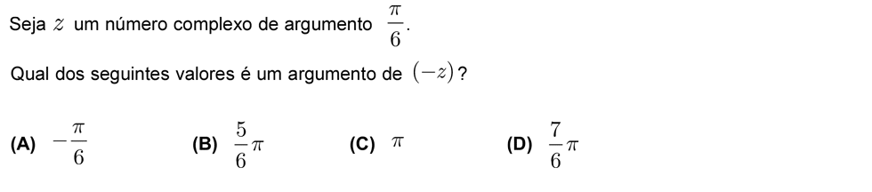 Exercício de escolha múltipla com origem no exame nacional de matemática do 12º ano, publicado em 2008, 2ª fase.