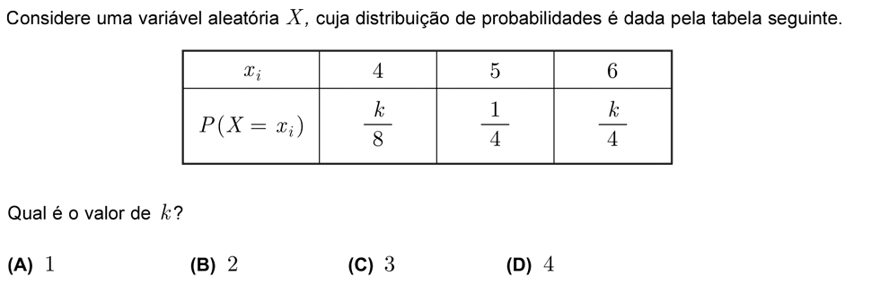 Exercício de escolha múltipla com origem no exame nacional de matemática do 12º ano, publicado em 2009, 1ª fase.