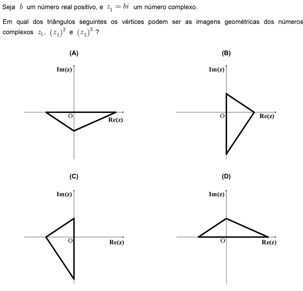 Exercício de escolha múltipla com origem no exame nacional de matemática do 12º ano, publicado em 2009, 1ª fase.
