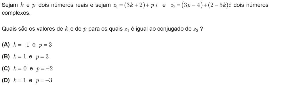 Exercício de escolha múltipla com origem no exame nacional de matemática do 12º ano, publicado em 2011, 3ª fase.