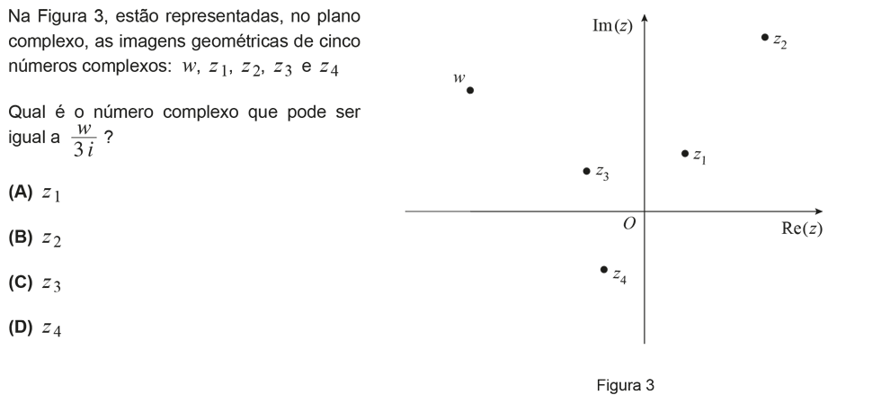 Exercício de escolha múltipla com origem no exame nacional de matemática do 12º ano, publicado em 2012, 1ª fase.