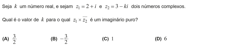 Exercício de escolha múltipla com origem no exame nacional de matemática do 12º ano, publicado em 2012, 2ª fase.