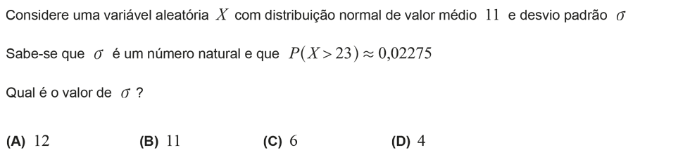 Exercício de escolha múltipla com origem no exame nacional de matemática do 12º ano, publicado em 2013, 1ª fase.