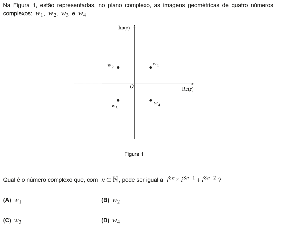 Exercício de escolha múltipla com origem no exame nacional de matemática do 12º ano, publicado em 2013, 1ª fase.