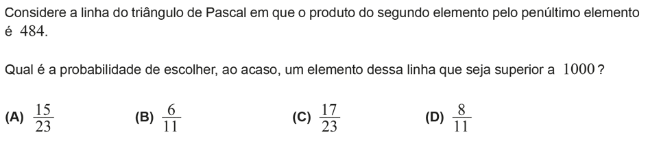 Exercício de escolha múltipla com origem no exame nacional de matemática do 12º ano, publicado em 2013, 2ª fase.
