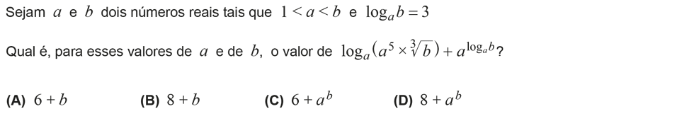 Exercício de escolha múltipla com origem no exame nacional de matemática do 12º ano, publicado em 2013, 2ª fase.