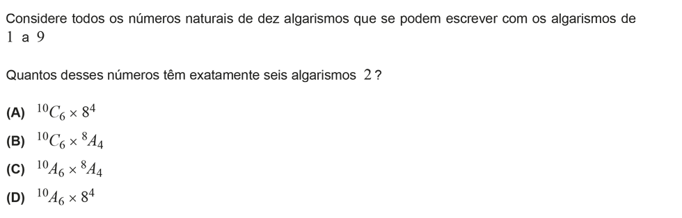 Exercício de escolha múltipla com origem no exame nacional de matemática do 12º ano, publicado em 2014, 1ª fase.