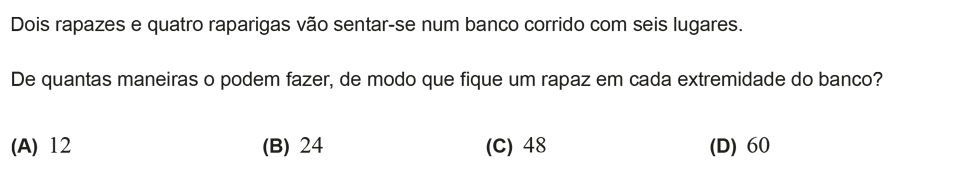 Exercício de escolha múltipla com origem no exame nacional de matemática do 12º ano, publicado em 2015, 1ª fase.