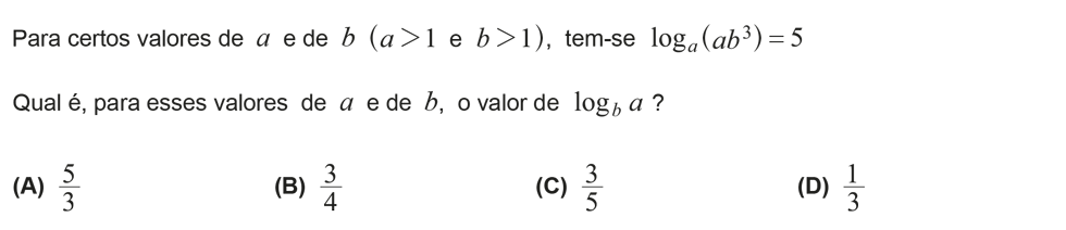 Exercício de escolha múltipla com origem no exame nacional de matemática do 12º ano, publicado em 2016, 2ª fase.