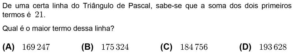 Exercício de escolha múltipla com origem no teste intermédio de matemática do 12º ano, publicado em 2005-12-07.