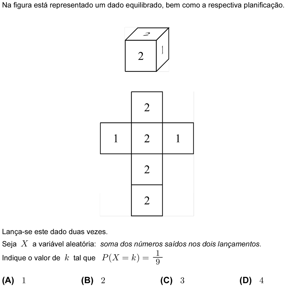 Exercício de escolha múltipla com origem no teste intermédio de matemática do 12º ano, publicado em 2006-03-17.