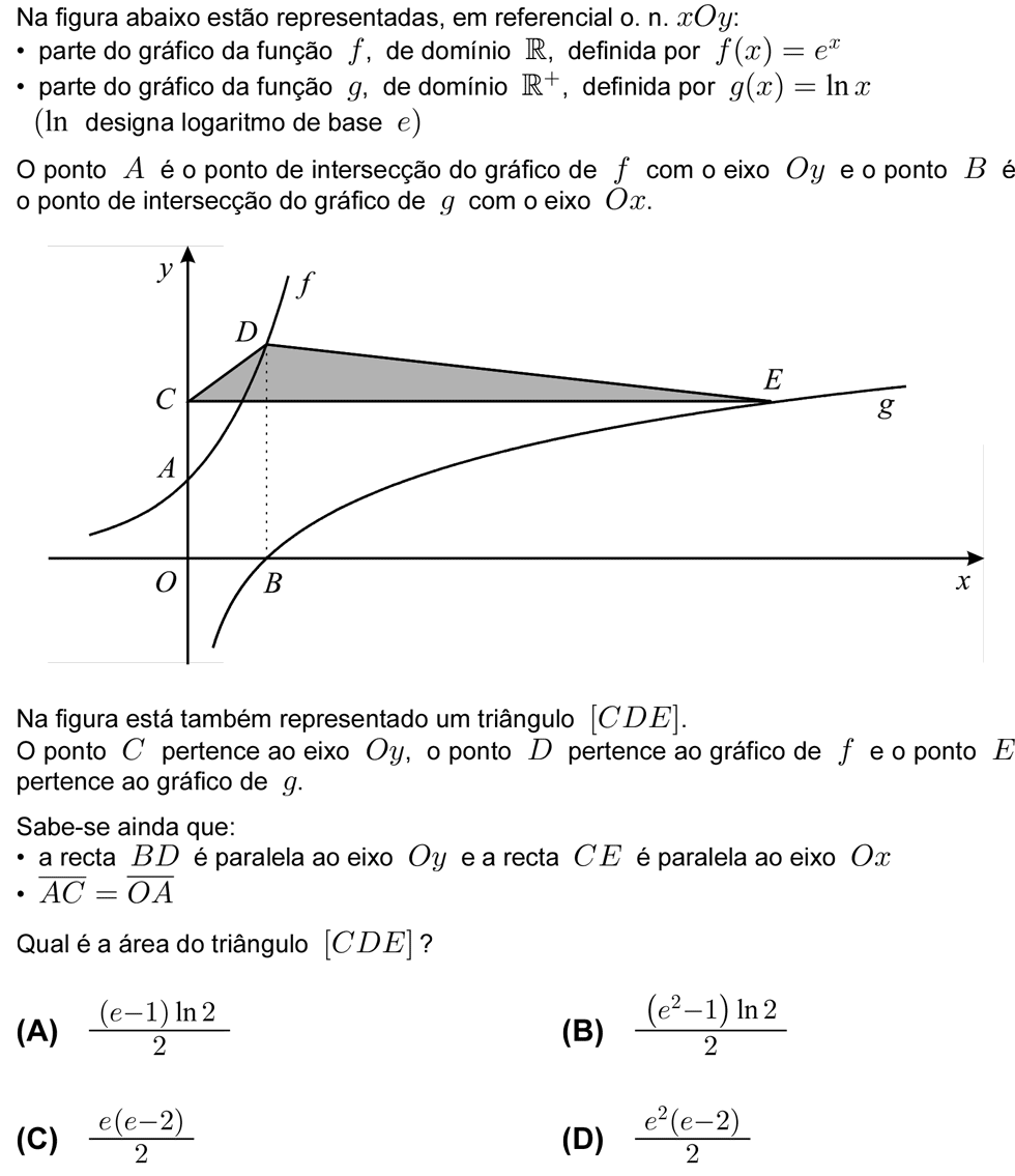 Exercício de escolha múltipla com origem no teste intermédio de matemática do 12º ano, publicado em 2006-03-17.