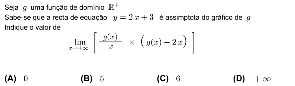 Exercício de escolha múltipla com origem no teste intermédio de matemática do 12º ano, publicado em 2007-03-15.