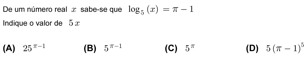 Exercício de escolha múltipla com origem no teste intermédio de matemática do 12º ano, publicado em 2008-01-17.