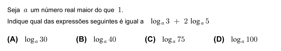 Exercício de escolha múltipla com origem no teste intermédio de matemática do 12º ano, publicado em 2008-04-29.