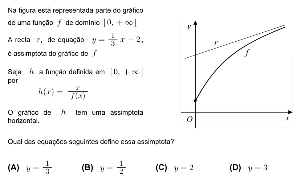 Exercício de escolha múltipla com origem no teste intermédio de matemática do 12º ano, publicado em 2008-04-29.