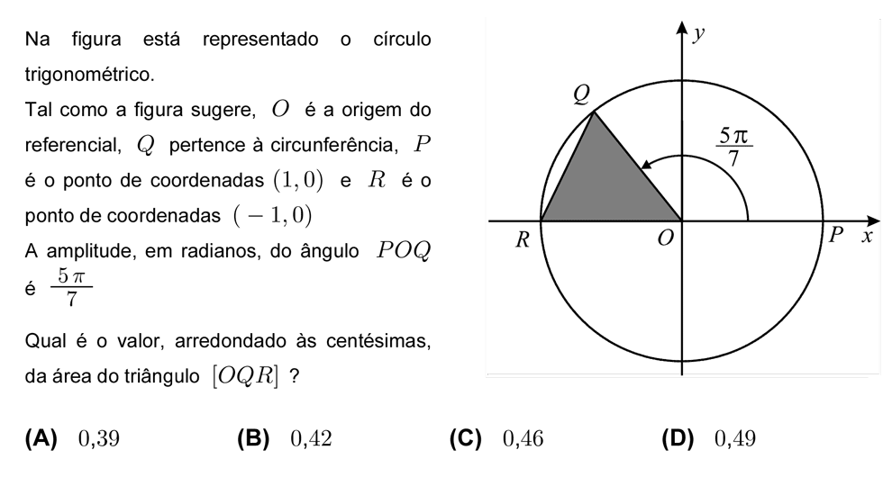 Exercício de escolha múltipla com origem no teste intermédio de matemática do 12º ano, publicado em 2008-04-29.
