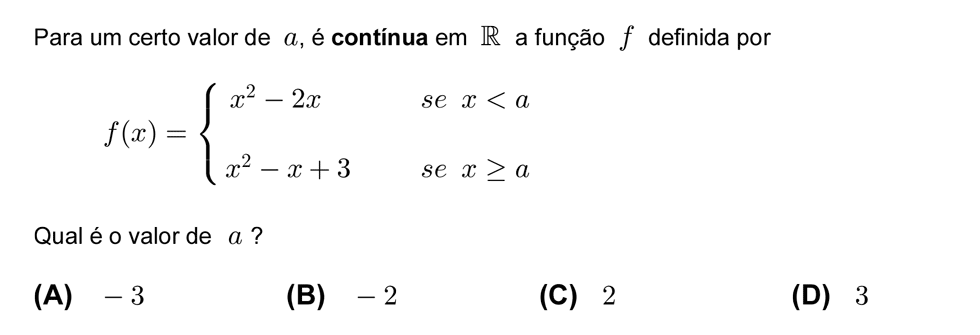 Exercício de escolha múltipla com origem no teste intermédio de matemática do 12º ano, publicado em 2009-03-11.