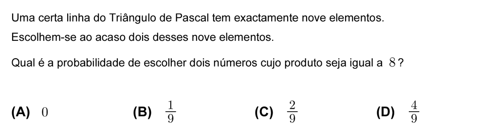 Exercício de escolha múltipla com origem no teste intermédio de matemática do 12º ano, publicado em 2009-05-27.