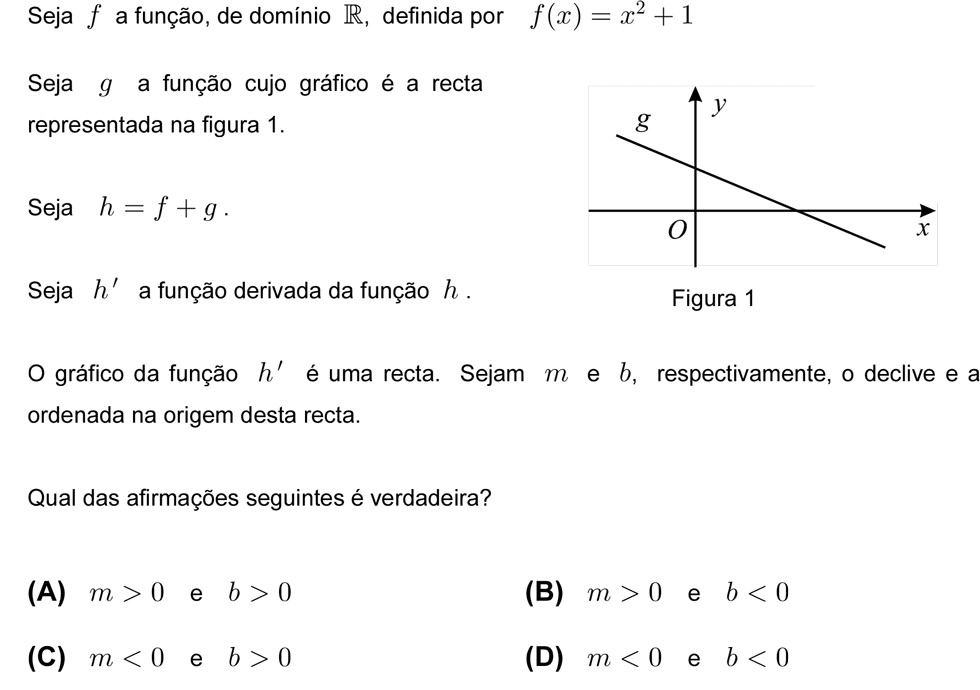 Exercício de escolha múltipla com origem no teste intermédio de matemática do 12º ano, publicado em 2009-05-27.
