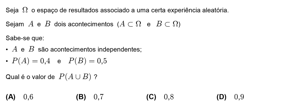 Exercício de escolha múltipla com origem no teste intermédio de matemática do 12º ano, publicado em 2010-03-15.