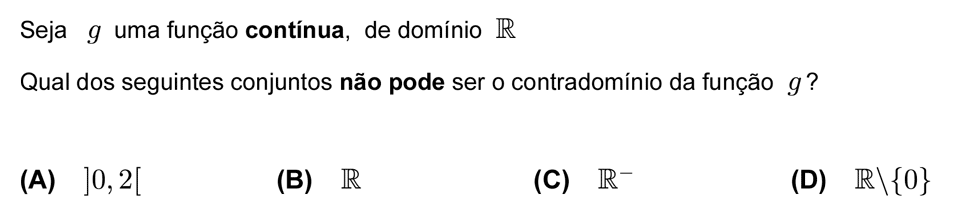 Exercício de escolha múltipla com origem no teste intermédio de matemática do 12º ano, publicado em 2010-05-19.