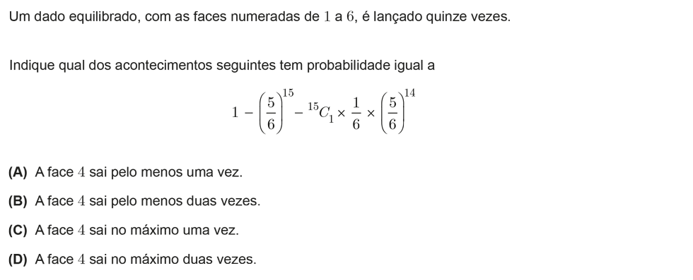 Exercício de escolha múltipla com origem no teste intermédio de matemática do 12º ano, publicado em 2011-01-19.