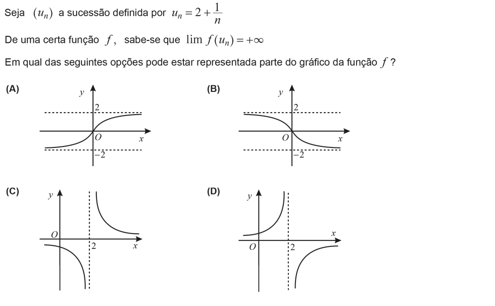 Exercício de escolha múltipla com origem no teste intermédio de matemática do 12º ano, publicado em 2013-02-28.