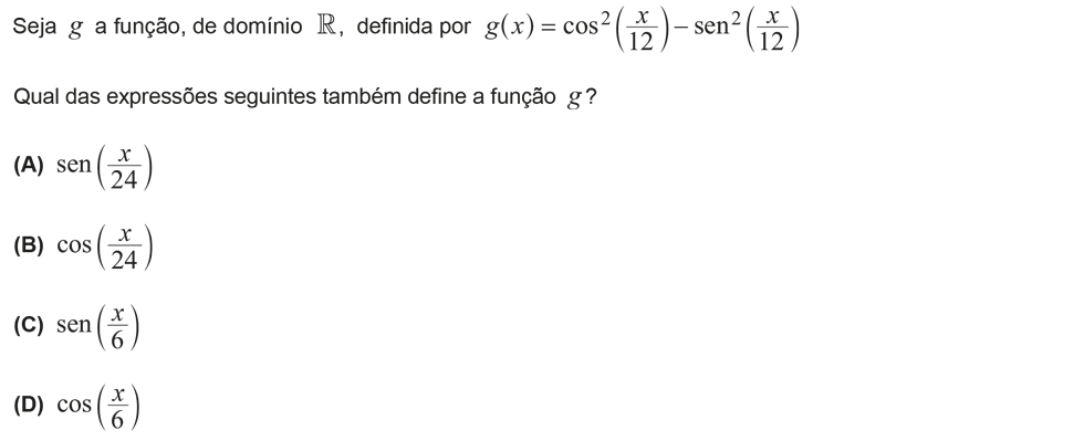 Exercício de escolha múltipla com origem no teste intermédio de matemática do 12º ano, publicado em 2014-04-30.