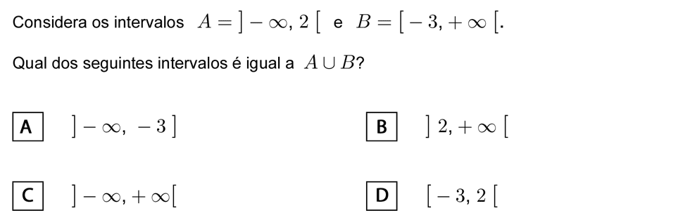 Exercício de escolha múltipla com origem no exame nacional de matemática do 9º ano, publicado em 2007, 1ª fase.