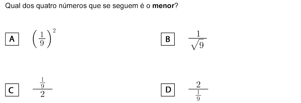 Exercício de escolha múltipla com origem no exame nacional de matemática do 9º ano, publicado em 2007, 2ª fase.