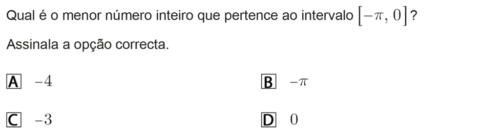 Exercício de escolha múltipla com origem no exame nacional de matemática do 9º ano, publicado em 2011, 2ª fase.