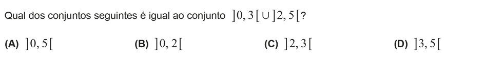 Exercício de escolha múltipla com origem no exame nacional de matemática do 9º ano, publicado em 2014, 1ª fase.