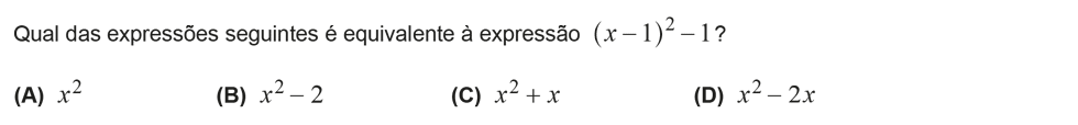 Exercício de escolha múltipla com origem no exame nacional de matemática do 9º ano, publicado em 2014, 2ª fase.